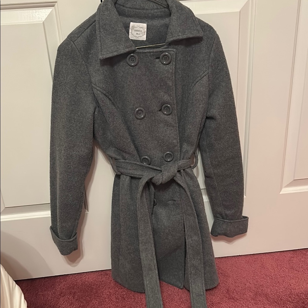 Women's Gray Double-Breasted Coat